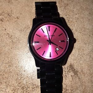 Black and hot pink Michael kors watch